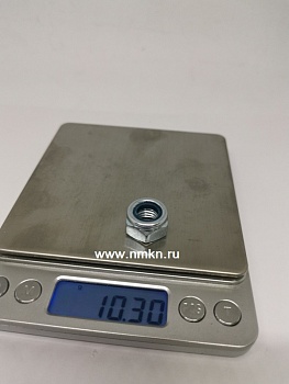 Гайка М12*1,25 дин 985 с синим нейлоновым кольцом (цинк)